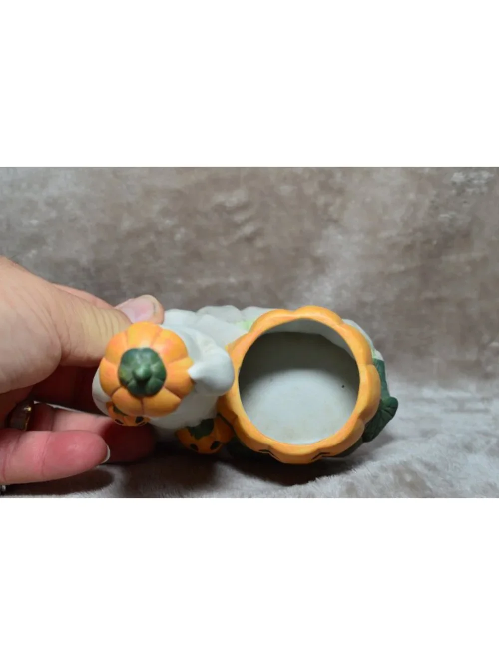 Vintage Ceramic Halloween Ghost Pumpkin Candle Holder Jack O Lantern Retro